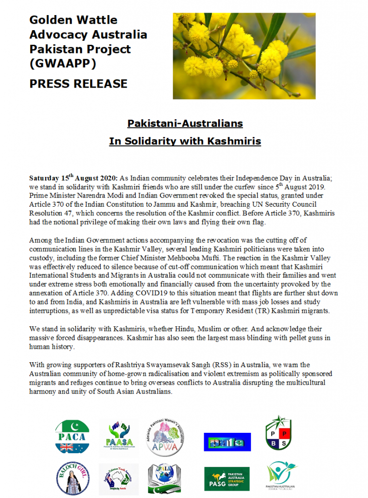 15/8/2020: Kashmir Solidarity