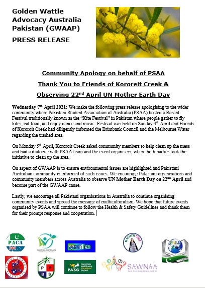 22/4/2021: Community Apology